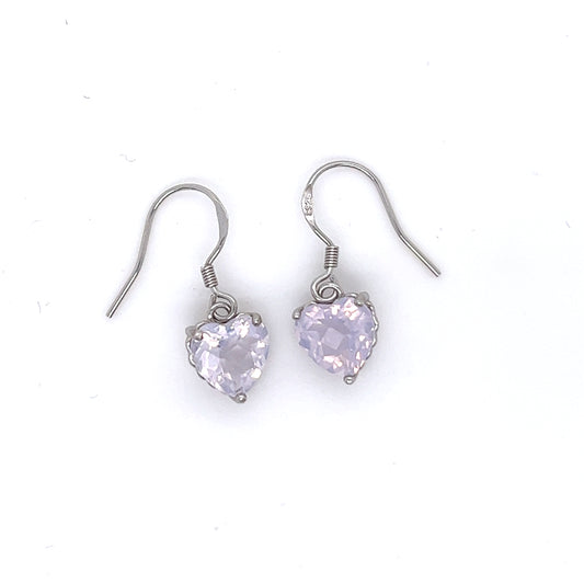 Lavender Moon Quartz Heart Earring