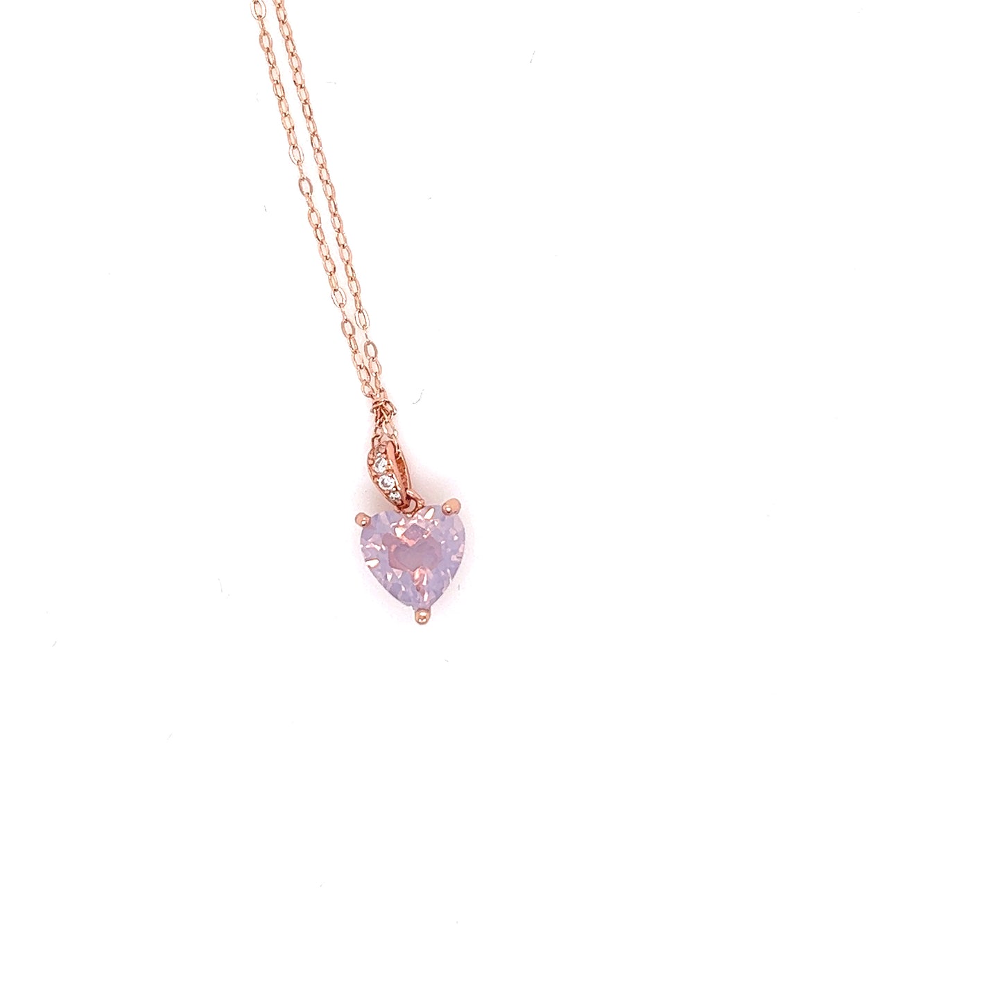 Lavender Moon Quartz Heart Necklace