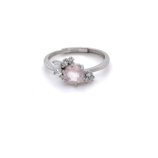 Rose Quartz Flower Shape Ring